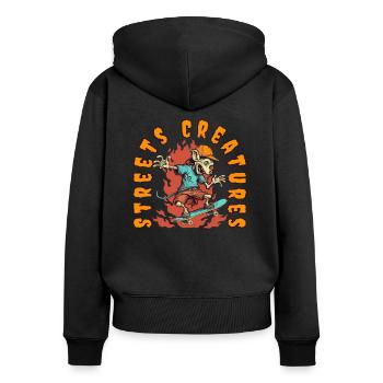 Skateboard Skater-Rampe Skaten Skating lustiges - Frauen Premium Bio Zip Hoodie - Schwarz - Hinten - Julia (174cm)