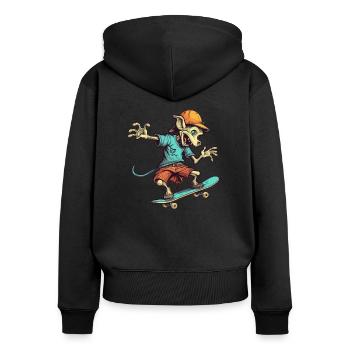 Skateboard Skater-Rampe Skaten Skating Kinder - Frauen Premium Bio Zip Hoodie - Schwarz - Hinten - Julia (174cm)