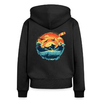 Kitesurf Kiteboard Kitesurfing Kite-Surf Vintage - Sweat à capuche zippé Premium bio Femme - noir - Dos - Julia (174cm)