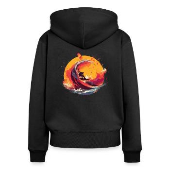 Kitesurf Kiteboard Kitesurfing Kite-Surf Vintage - Sweat à capuche zippé Premium bio Femme - noir - Dos - Julia (174cm)