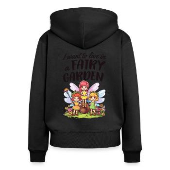 Garten Gartenpflanzen Landschaftsgärtner lustiges - Frauen Premium Bio Zip Hoodie - Schwarz - Hinten - Julia (174cm)