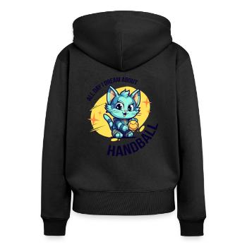 Joueur de handball Handball Handball Handball Cats - Sweat à capuche zippé Premium bio Femme - noir - Dos - Julia (174cm)