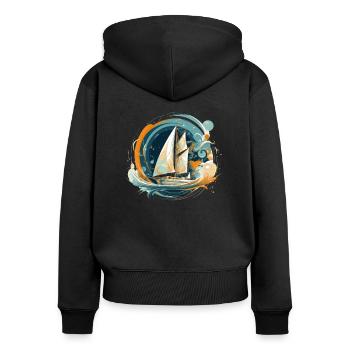 sailboat sailing ship sailing yacht weekend sailing - Women's Premium Organic Zip Hoodie - black - Back - Julia (174cm)
