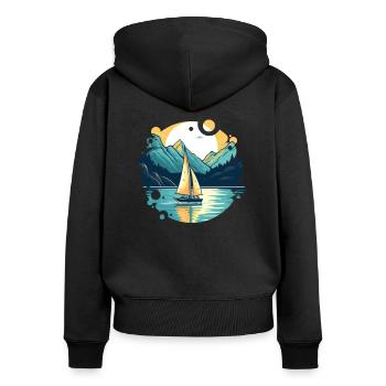 Sailboat Sailing Ship Sailing Yacht Vintage Sailing - Women's Premium Organic Zip Hoodie - black - Back - Julia (174cm)