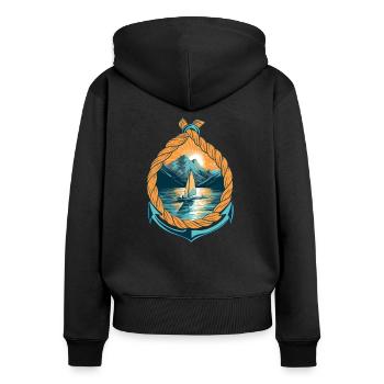 Sailboat Sailing Ship Sailing Yacht Vintage Sailing - Women's Premium Organic Zip Hoodie - black - Back - Julia (174cm)