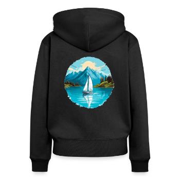Sailboat Sailing Ship Sailing Yacht Vintage Sailing - Women's Premium Organic Zip Hoodie - black - Back - Julia (174cm)