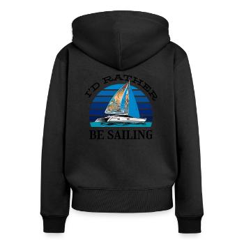 Catamaran-Boot Segelboot Segeln Segler - Frauen Premium Bio Zip Hoodie - Schwarz - Hinten - Julia (174cm)
