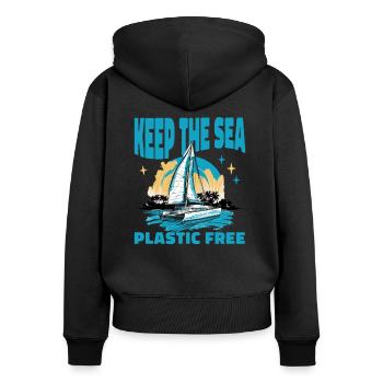 Catamaran-Boot Segelboot Segeln Segler - Frauen Premium Bio Zip Hoodie - Schwarz - Hinten - Julia (174cm)