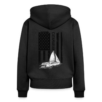 Catamaran-Boot Segelboot Segeln Segler - Frauen Premium Bio Zip Hoodie - Schwarz - Hinten - Julia (174cm)