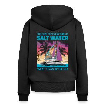 Catamaran boat sailboat sailing sailor - Women's Premium Organic Zip Hoodie - black - Back - Julia (174cm)