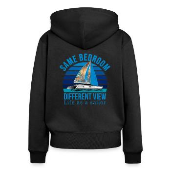 Catamaran-Boot Segelboot Segeln Segler - Frauen Premium Bio Zip Hoodie - Schwarz - Hinten - Julia (174cm)