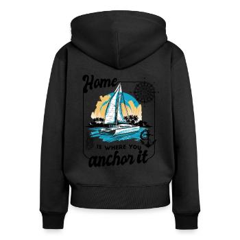 Catamaran voilier voilier voile saillier yacht ancre - Sweat à capuche zippé Premium bio Femme - noir - Dos - Julia (174cm)