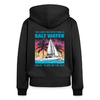 sailor sailboat sailing ship sailing yacht - Women's Premium Organic Zip Hoodie - black - Back - Julia (174cm)