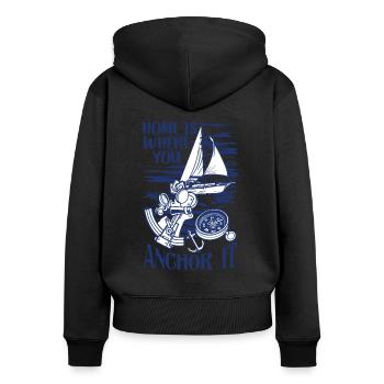 sailor sailboat sailing ship sailing yacht - Women's Premium Organic Zip Hoodie - black - Back - Julia (174cm)