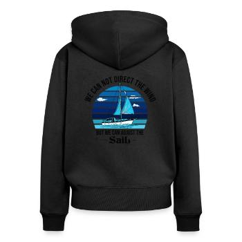 marin voilier voilier voilier voilier yacht - Sweat à capuche zippé Premium bio Femme - noir - Dos - Julia (174cm)