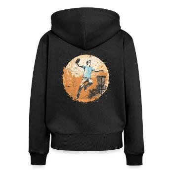 Disc Golf Player Disc Golfer Game Vintage - Sweat à capuche zippé Premium bio Femme - noir - Dos - Julia (174cm)
