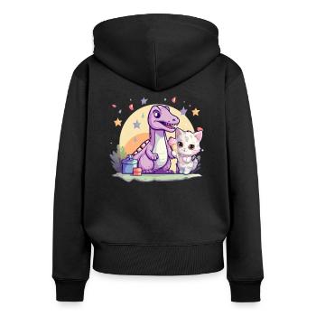 Chaton Chaton Fille Dinosaure Crème glacée - Sweat à capuche zippé Premium bio Femme - noir - Dos - Julia (174cm)