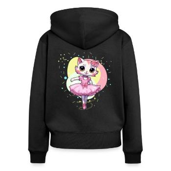Ballerina Kitten Cat Ballet Dancer - Women's Premium Organic Zip Hoodie - black - Back - Julia (174cm)