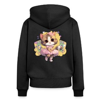 Ballerina Kitten Cat Ballet Dancer - Women's Premium Organic Zip Hoodie - black - Back - Julia (174cm)