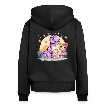 Girl Ballet Dinosaur Cat 2 Years Old 2 - Women's Premium Organic Zip Hoodie - black - Back - Julia (174cm)