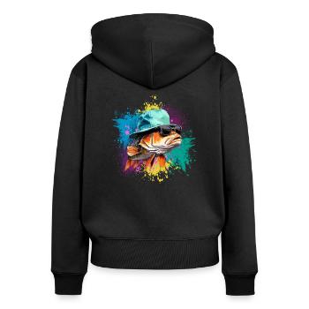 Angler Kayak Fishing Boat Accessories Fly Fishing - Women's Premium Organic Zip Hoodie - black - Back - Julia (174cm)