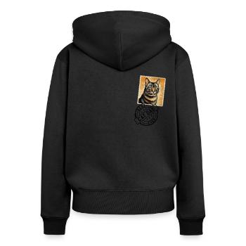 Katzen Papa Katze Katzenstempel Katzenväter - Frauen Premium Bio Zip Hoodie - Schwarz - Hinten - Julia (174cm)