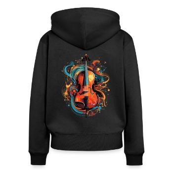Violoncelliste musicien - Sweat à capuche zippé Premium bio Femme - noir - Dos - Julia (174cm)