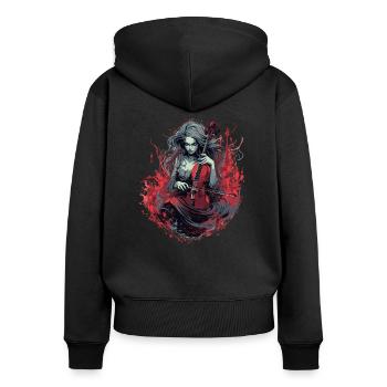 Cello player, cellist-musician, collo music - Women's Premium Organic Zip Hoodie - black - Back - Julia (174cm)