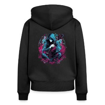 Violoncelliste, violoncelliste-musicien Collo-Musik - Sweat à capuche zippé Premium bio Femme - noir - Dos - Julia (174cm)