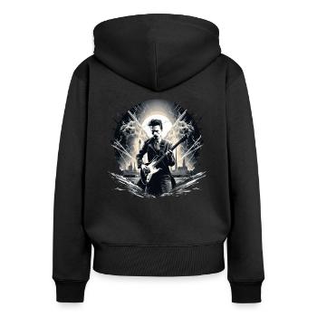 Gitarren E-Gitarren-Saiten E-Gitarre Musiker - Frauen Premium Bio Zip Hoodie - Schwarz - Hinten - Julia (174cm)