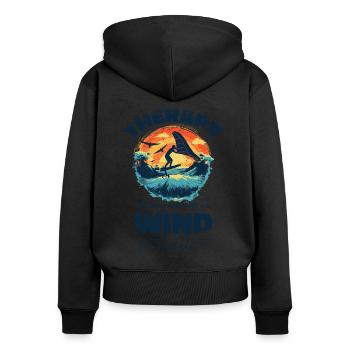 Wingfoil Surfer Wingfoling Accessoires Wing-Foiling - Sweat à capuche zippé Premium bio Femme - noir - Dos - Julia (174cm)