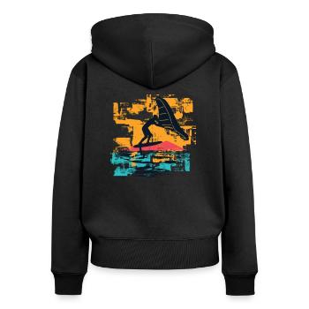 Wingfoil Surfer Wingfoiling Hydrofoil Kitefoil - Women's Premium Organic Zip Hoodie - black - Back - Julia (174cm)