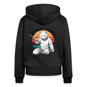 Katzen Fechter gamer lustiges Fechten Sport Katzen - Frauen Premium Bio Zip Hoodie - Schwarz - Hinten - Julia (174cm)