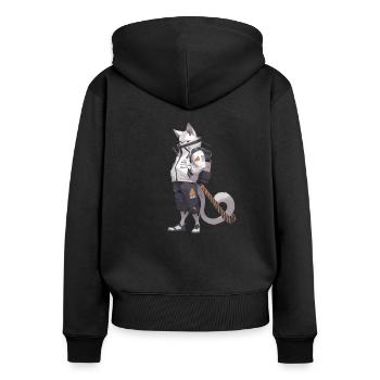 Joueur de hockey sur gazon, Hockey en salle, Chats - Sweat à capuche zippé Premium bio Femme - noir - Dos - Julia (174cm)