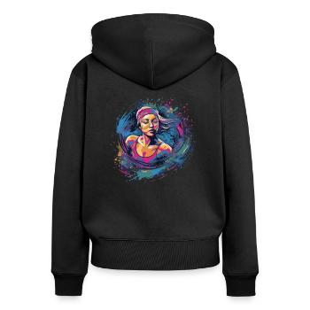 Schwimmer schwimmen Damen Schwimm - Frauen Premium Bio Zip Hoodie - Schwarz - Hinten - Julia (174cm)