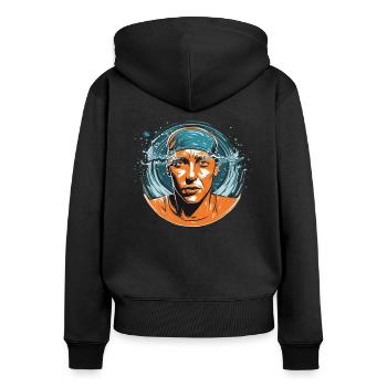 Schwimmer schwimmen Water-polo-ball Wasserpolo - Frauen Premium Bio Zip Hoodie - Schwarz - Hinten - Julia (174cm)