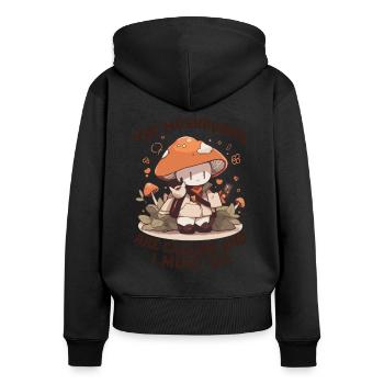 Pilze Pilzsammler Mushrooms Züchter lustiges fungi - Frauen Premium Bio Zip Hoodie - Schwarz - Hinten - Julia (174cm)