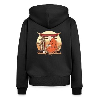 Bonsaï Arbre Bonsaï Bonsaï Moine Zen Bonsaï - Sweat à capuche zippé Premium bio Femme - noir - Dos - Julia (174cm)