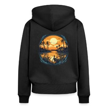 Angler Kajak-Angelboot Fischerboot Fliegenfischen - Frauen Premium Bio Zip Hoodie - Schwarz - Hinten - Julia (174cm)