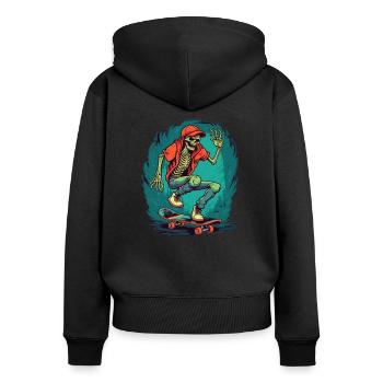Skateboard Skater-Rampe Skaten Skating-Skeleton - Frauen Premium Bio Zip Hoodie - Schwarz - Hinten - Julia (174cm)