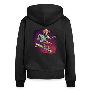 Skateboard Skater Skate Skate Skateboarder - Sweat à capuche zippé Premium bio Femme - noir - Dos - Julia (174cm)