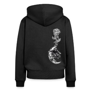 Skateboard Skater-Goth Skate Skateboarder - Sweat à capuche zippé Premium bio Femme - noir - Dos - Julia (174cm)