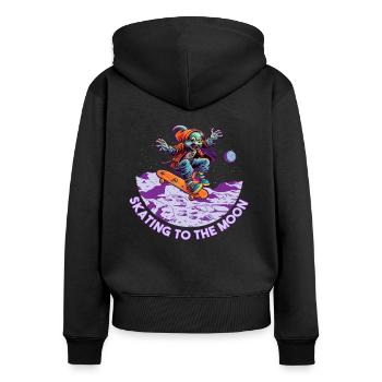 Skateboard Skater-Rampe Skaten Skating lustiges - Frauen Premium Bio Zip Hoodie - Schwarz - Hinten - Julia (174cm)