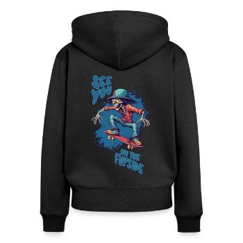 Skateboard Skater-Rampe Skaten Skating lustiges - Frauen Premium Bio Zip Hoodie - Schwarz - Hinten - Julia (174cm)
