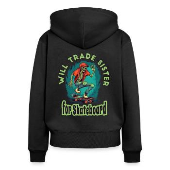 Skateboard Skater-Rampe Skaten Skating lustiges - Frauen Premium Bio Zip Hoodie - Schwarz - Hinten - Julia (174cm)