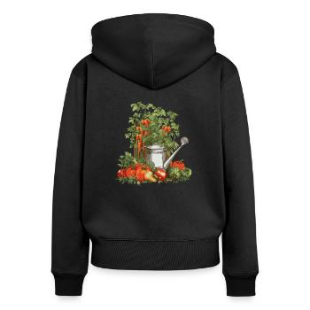 Gärtnerin Gartenpflanze Hobbygärtner Florist - Frauen Premium Bio Zip Hoodie - Schwarz - Hinten - Julia (174cm)