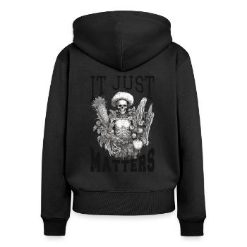 Gärtner Gartenpflanze Bauern-Sprüche Vintage - Frauen Premium Bio Zip Hoodie - Schwarz - Hinten - Julia (174cm)