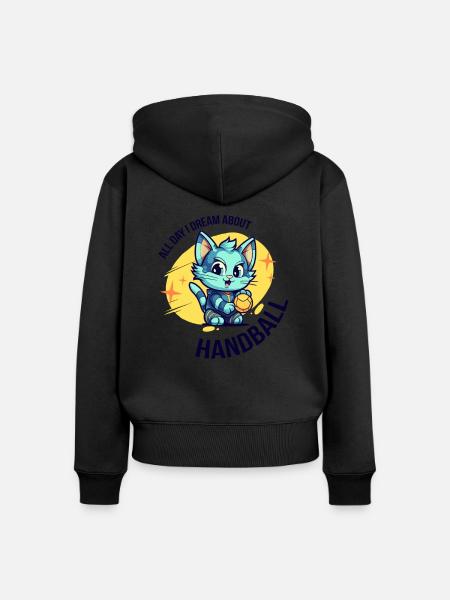 Handballspielerin Handball-Ball Handballer Katzen - Premium økologisk hoodie med lynlås til kvinder - sort