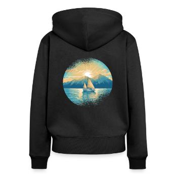 Sailboat, Sailing Ship, Sailing Yacht, Vintage Sailing - Women's Premium Organic Zip Hoodie - black - Back - Julia (174cm)