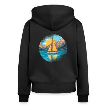 Sailboat, Sailing Ship, Sailing Yacht, Vintage Sailing - Women's Premium Organic Zip Hoodie - black - Back - Julia (174cm)